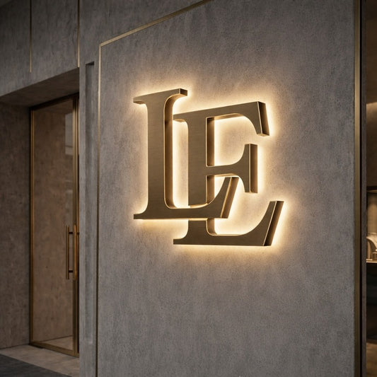 Custom 3D Metal backlit Sign (Brushed Gold) for David Sulimani
